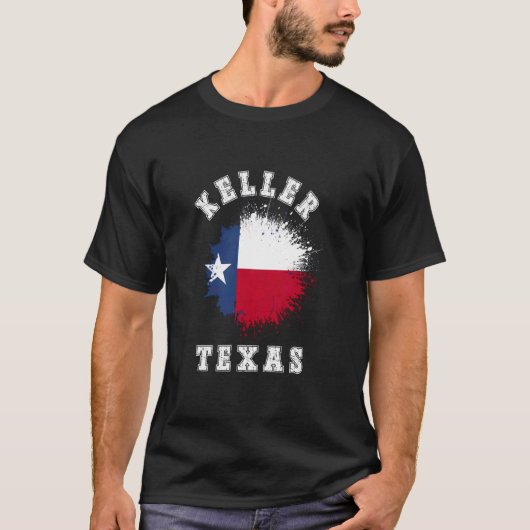 ケラー テキサス TX スプラッタフラグ 旅行 休暇 思い出 Tシャツ (正面)