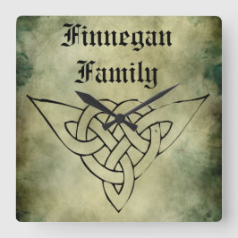 ケリッシュアイリッシュシンボルの名字時計 スクエア壁時計