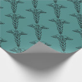 ケリュケイオンの医学の記号のティール(緑がかった色) RNのナースの卒業 ラッピングペーパー (角)