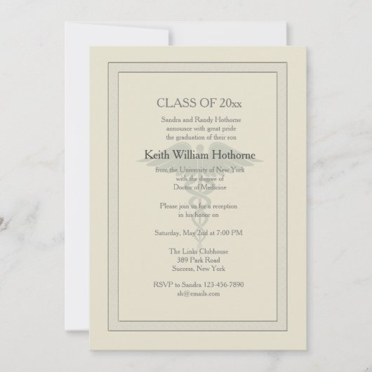 ケリュケイオンの透かしの医学の卒業の招待状 招待状 (正面)
