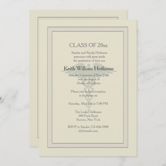 ケリュケイオンの透かしの医学の卒業の招待状 招待状 (正面/裏面)