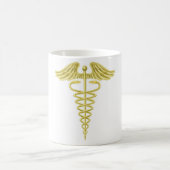 ケリュケイオンの金ゴールドの医学の記号 コーヒーマグカップ (中央)