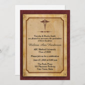 ケリュケイオン、羊皮紙、医学の大学院のAnnoucement 招待状 (正面/裏面)