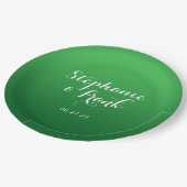 ケリーからフォレストへの緑のグラデ結婚ーション ペーパープレート (アングル)