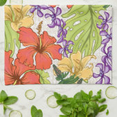 ケリーアトロピカルハワイアンハイビスカスアンドラン キッチンタオル (折り畳み)