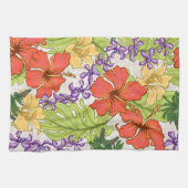 ケリーアトロピカルハワイアンハイビスカスアンドラン キッチンタオル (横)