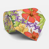 ケリーアトロピカルハワイアンハイビスカスアンドラン ネクタイ (ロール)