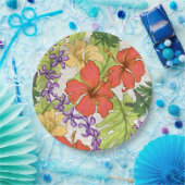 ケリーアトロピカルハワイアンハイビスカスアンドラン ペーパープレート (パーティー)