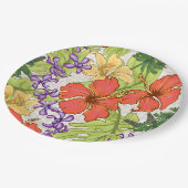 ケリーアトロピカルハワイアンハイビスカスアンドラン ペーパープレート (アングル)