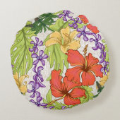 ケリーアトロピカルハワイアンハイビスカスアンドラン ラウンドクッション (裏面)