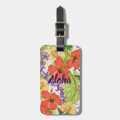 ケリーアトロピカルハワイアンハイビスカスアンドラン ラゲッジタグ (正面縦)