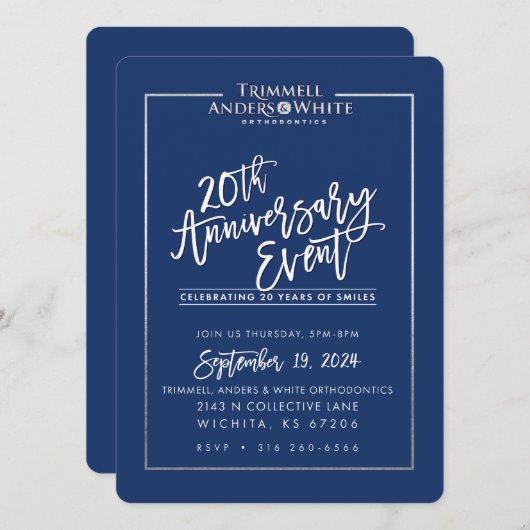 ケリーカスタムプリント注文 – 20周年記念 招待状 (正面/裏面)