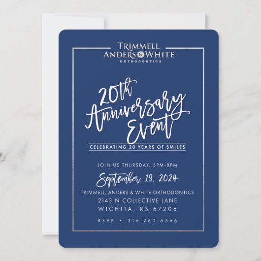 ケリーカスタムプリント注文 – 20周年記念 招待状 (正面)
