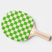 ケリーグリーンとクリームの市松模様 卓球ラケット (横)
