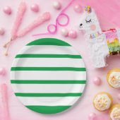 ケリーグリーンとホワイトワイドミニマルズストライプオフィス ペーパープレート (パーティー)