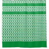 ケリーグリーンと白モダンバブル波 シャワーカーテン (正面)