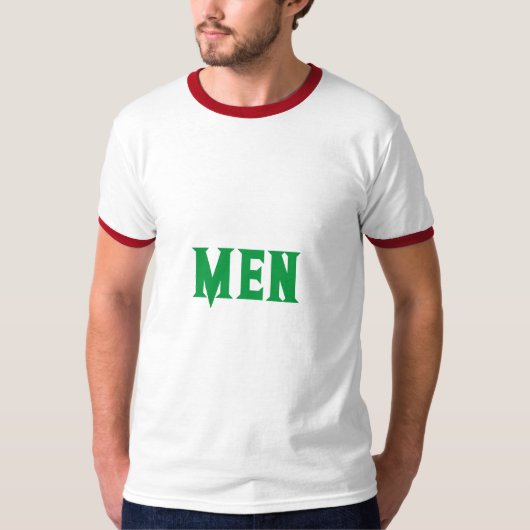 ケリーグリーンの文字が入ったメンズリンガーTシャツ Tシャツ (正面)
