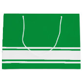 ケリーグリーンの洗練されたストライプホワイトベースレース ラージペーパーバッグ (正面)