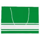 ケリーグリーンの洗練されたストライプホワイトベースレース ラージペーパーバッグ (裏面)