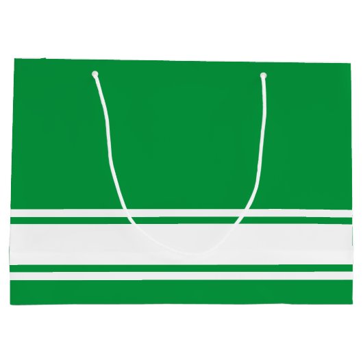 ケリーグリーンの洗練されたストライプホワイトベースレース ラージペーパーバッグ (裏面)