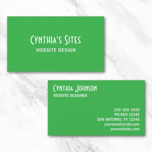 ケリーグリーンアンドホワイトレトロ はっきりした 名刺