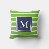 ケリーグリーンストライプモダンモノグラム沿岸ビーチ クッション (裏面)