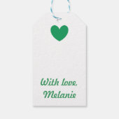 ケリーグリーンポルカハートオンホワイト ギフトタグ (裏面)