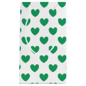 ケリーグリーンポルカハートオンホワイト スモールペーパーバッグ (正面)