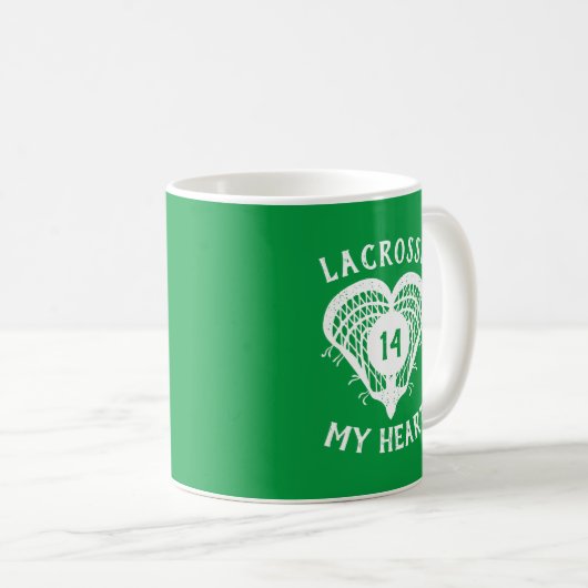 ケリーグリーンラクロスマイハート コーヒーマグカップ (正面右)