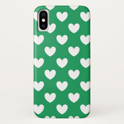 ケリーグリーン地に白い水玉ハート Case-Mate iPhoneケース (裏面)