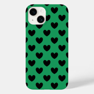 ケリーグリーン地に黒のドットハート Case-Mate iPhone 14ケース