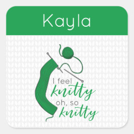 ケリーグリーン感じIニット、ああ、そうニット スクエアシール
