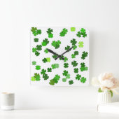 ケリーグリーン"シャムロック落下" スクエア壁時計 (ホーム)