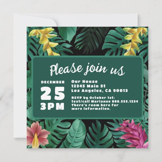 ケリーグリーン トロピカルジャングル デスティネーション ウェディング セーブザデート (裏面)