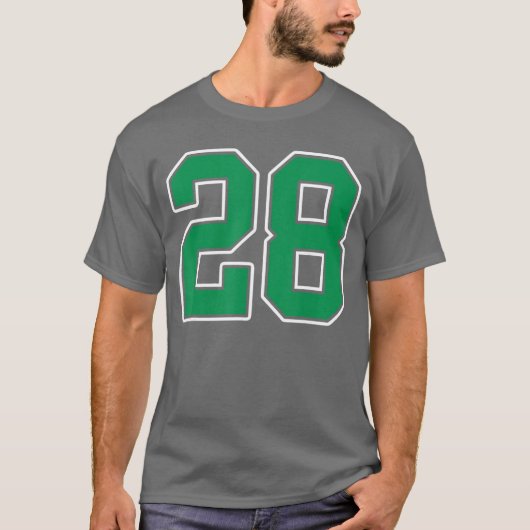 ケリーグリーン ホワイト 番号28 ジャージー ユニフォーム Tシャツ (正面)