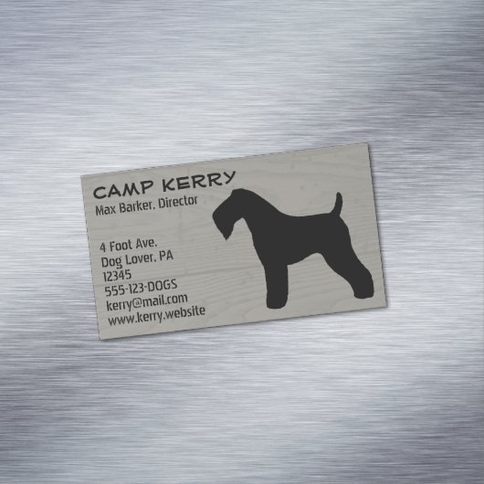 ケリーブルーテリアシルエットウッドグレインスタイル マグネット名刺 (インサイチュ)