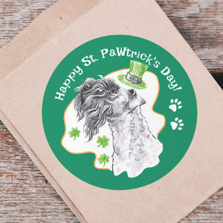 ケリーブルーテリアリッシュドッグおもしろいSt patricks day ラウンドシール