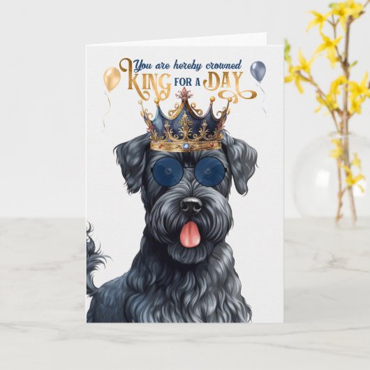ケリーブルーテリア犬キングのためのデイおもしろい誕生日 カード (黄色い花)