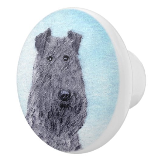 ケリーブルーテリア絵画ーのかわいいオリジナルドッグアート セラミックノブ (右)