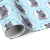 ケリーブルーテリア絵画ーのかわいいオリジナルドッグアート ラッピングペーパー (ロールコーナー)