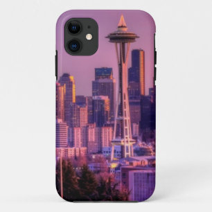 ケリー公園からのシアトルのスカイラインの後ろの日没 iPhone 11 ケース