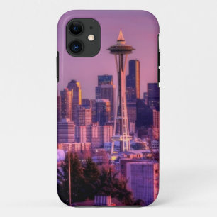 ケリー公園からのシアトルのスカイラインの後ろの日没 iPhone 11 ケース