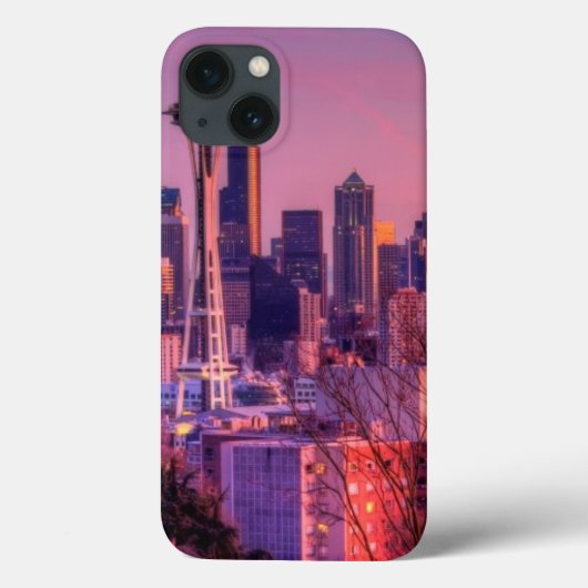 ケリー公園からのシアトルのスカイラインの後ろの日没 Case-Mate iPhoneケース (裏面)