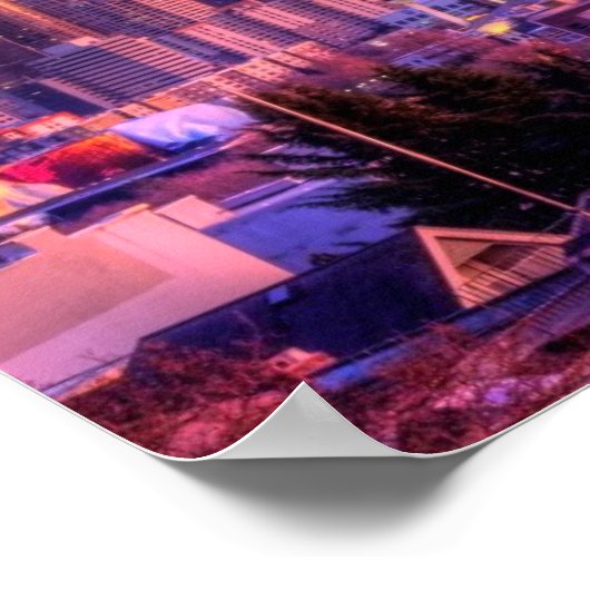 ケリー公園からシアトルのスカイラインの後ろの日没。 ポスター (角)