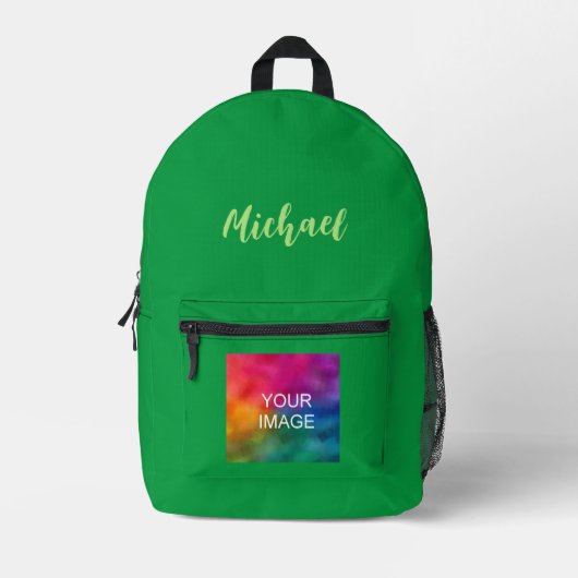 ケリー無地のグリーンカラー名カスタム書記 プリントバックパック (正面)