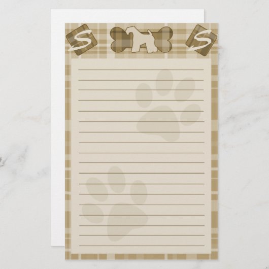 ケリー青テリア犬の品種文房具 便箋 (正面/裏面)