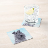 ケリー·ブルー·テリ絵画アのかわいいオリジナルの犬のアート スクエアペーパーコースター (インサイチュ)