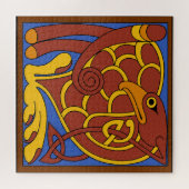 ケルズケルト結び目模様中世の鳥 ジグソーパズル (横)