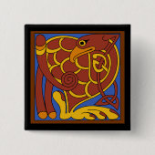 ケルズケルト結び目模様中世の鳥 缶バッジ (正面)