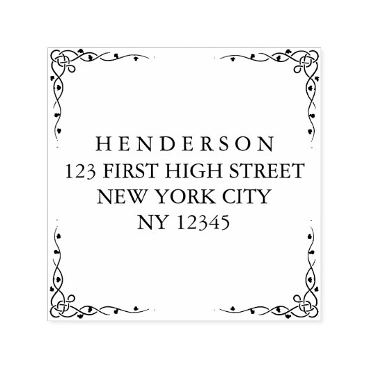 ケルトつる植物コーカスタムナー差出人住所スタンプ セルフインキングスタンプ (デザイン)